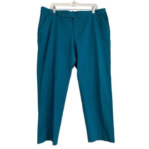Nicole Miller Women's Plus Size 18 Straight Leg Cotton Stretch Ankle Pants Blue